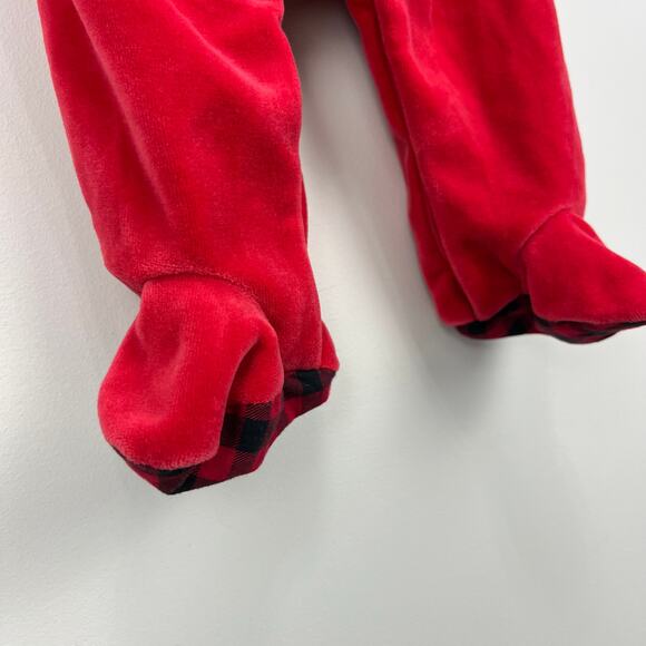 Ralph Lauren Festive Red Velour Footie 3 Months - Picture 3 of 6